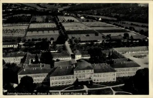 Ak Hohenheim Stuttgart in Württemberg, Schloss Hohenheim, Birkach, Fliegeraufnahme