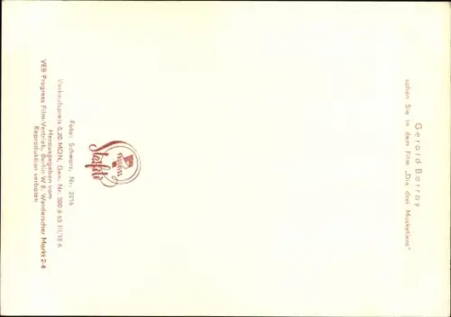 Ak Schauspieler Gerard Barray, Portrait