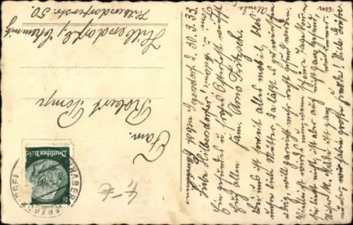 Ak Glückwunsch Ostern, Häsin mit Eiern, Zwerg