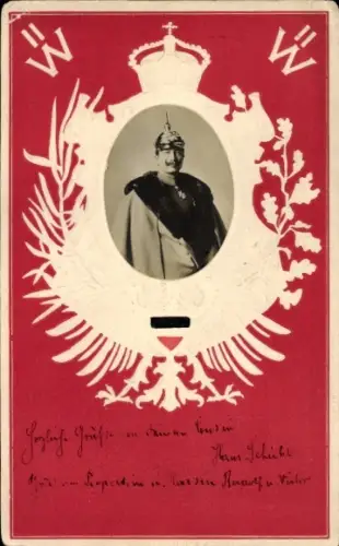 Präge Ak Portrait von Kaiser Wilhelm II.
