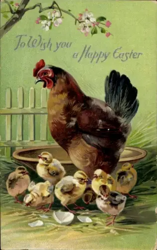 Litho Glückwunsch Ostern, Küken