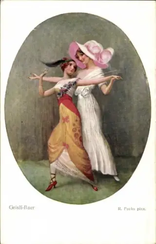 Künstler Ak Fuchs, R., Grisli Baer, tanzendes Damenpaar
