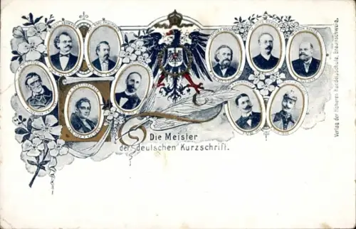 Wappen Ak Die Meister der deutschen Kurzschrift, Gabelsberger, Stenographie