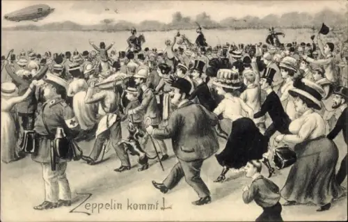 Künstler Ak Zeppelin kommt, Zuschauer