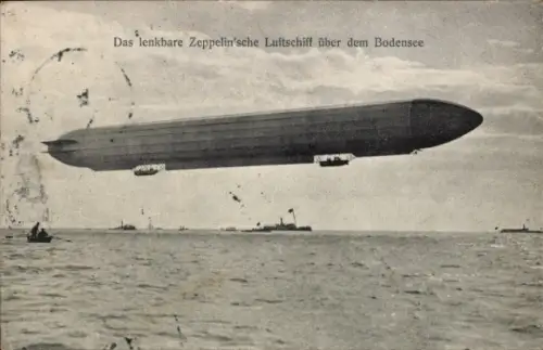 Ak Das lenkbare Zeppelin'sche luftschiff über dem Bodensee