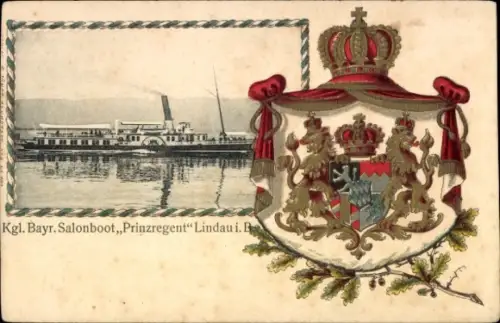 Präge-Wappen Ak Dampfer Luitpold, Bodensee