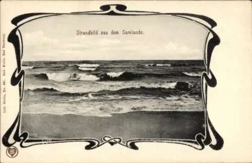 Passepartout Ak Großuhren Samland Ostpreußen, Strand