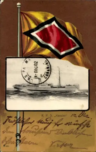 Passepartout Ak Reichspostdampfer Kanzler, DOAL