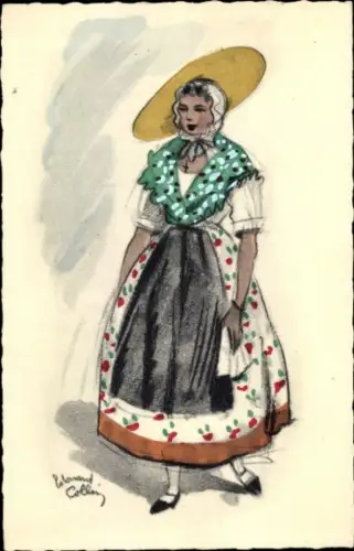 Künstler Ak Junge Frau in Tracht