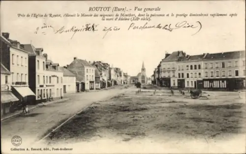 Ak Routot Eure, Marktplatz, Straßenansicht zur Kirche
