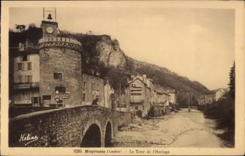 Ak Meyrueis Lozère, Uhrenturm