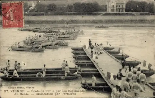 Ak Vienne Isère, Ecole de Ponts par les Regiments