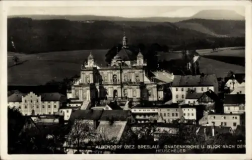 Ak Wambierzyce Albendorf Schlesien, Gnadenkirche und Blick nach Heuscheuer