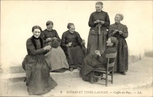 CPA Scenes et Types Landais, Coiffes du Pays