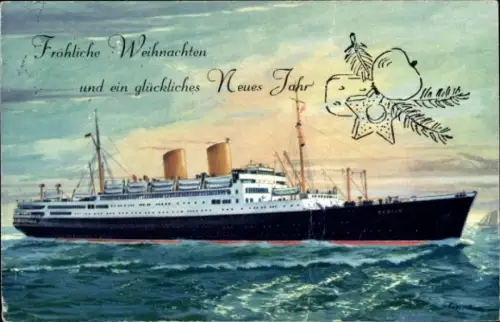 Künstler Ak Dampfer MS Berlin, Norddeutscher Lloyd Bremen, Passagierschiff