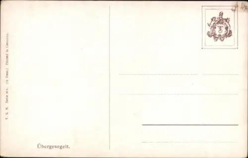 Künstler Ak Übergesegelt, Dampfer fährt gegen Segelboot