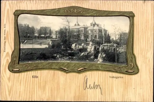 Jugendstil Passepartout Ak Köln am Rhein, Volksgarten