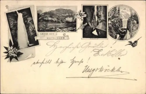 Ak Meyringen Meiringen Kanton Bern, Gesamtansicht, Wasserfall, Schlucht