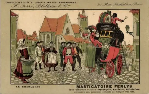 Ak Le Charlatan, Masticatoire Ferlys, Laboratorios H. Ferré, Blottiere & Cie, Rue Richelieu, Paris