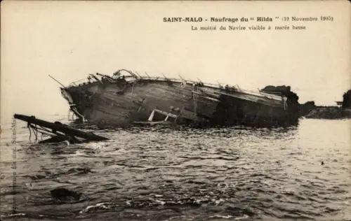 Ak Saint Malo Ille et Vilaine, Naufrage du Hilda, 19 Novembre 1905