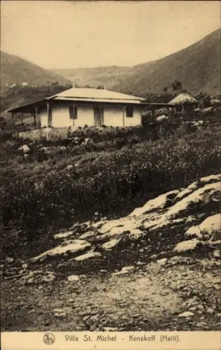 Ak Kenscoff Haiti, Villa St. Michel,  Gebäude, Landschaft