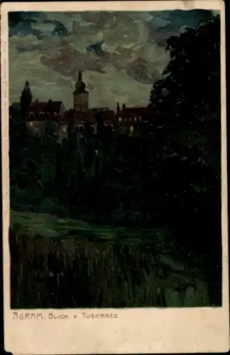 Künstler Ak Zagreb Kroatien, Blick v. Tuskanee