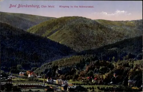 Ak Bad Blankenburg im Schwarzatal Thüringen,  Thür. Wald, Eingang ins Schwarzatal, Landschaft, Be