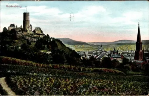 Ak Bad Godesberg Bonn am Rhein, Panorama, Kirche, Turm