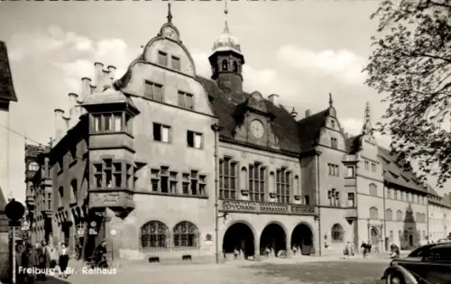 Ak Altstadt Freiburg im Breisgau, Rathaus,  Architektur, Schwarz-Weiß-Foto