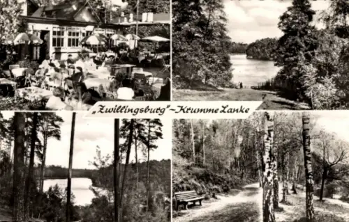 Ak Berlin Zehlendorf Krumme Lanke, Café Zwillingsburg,  Natur, Spaziergang, Wasser