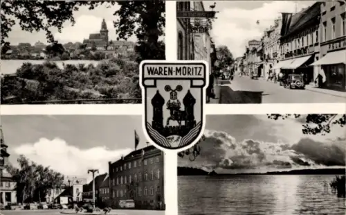 Wappen Ak Waren an der Müritz, Heimatmuseum, Straßenpartie, See, Rathaus