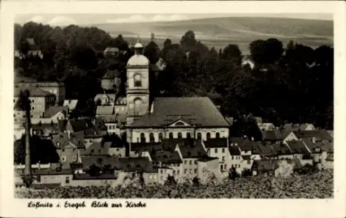 Ak Lößnitz im Erzgebirge, Blick zur Kirche