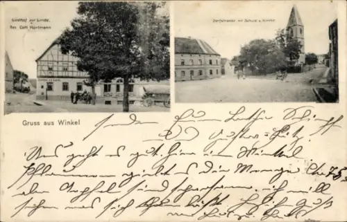 Ak Winkel Allstedt, Gasthof zur Linde, Dorfstraße, Schule, Kirche