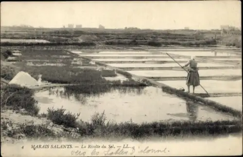 Ak Les Sables d'Olonne Vendée, Salzfelder, Salzgewinnung