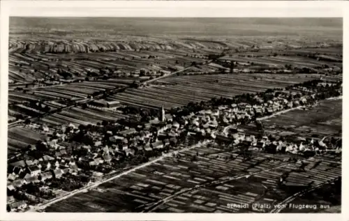 Ak Schaidt in der Pfalz Wörth am Rhein, Luftaufnahme