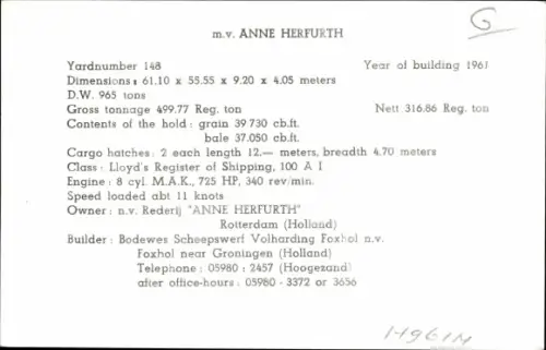 Ak Frachtschiff MV Anne Herfurth