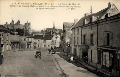 CPA Montreuil-Bellay Maine et Loire, La Place du Marché
