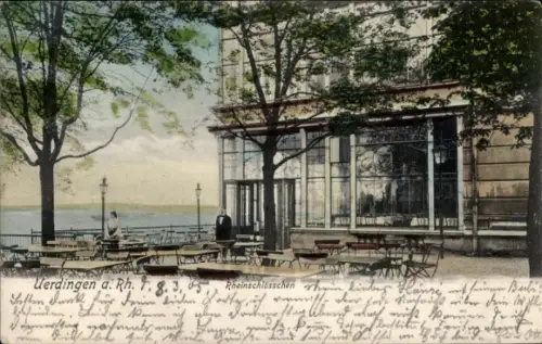 Ak Uerdingen Krefeld am Niederrhein, Rheinschlösschen, Terrasse