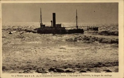 CPA Audierne, Pointe de Lervily, Le 3 Février 1933