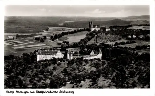 Ak  Schönenberg Ellwangen Jagst, Fliegeraufnahme, Schloss Ellwangen, Wallfahrtskirche