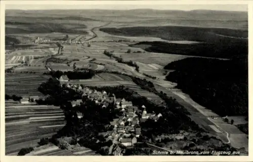 Ak Schmie Maulbronn im Enzkreis, Luftaufnahme von Schmie, Felder, Landschaft