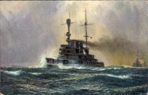 Künstler Ak Deutsches Kriegsschiff, Schleswig Holstein, Flaggschiff