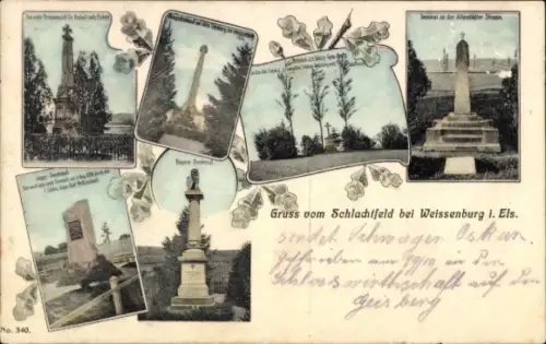 Ak Wissembourg Weißenburg Elsass Bas Rhin, Schlachtfeld, Denkmäler