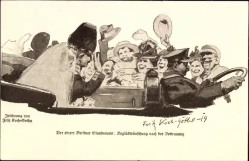 Künstler Ak Koch Gotha, Fritz, Berlin, Beglückwünschung nach der Nottrauung