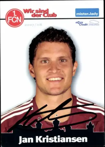 Autogrammkarte Fußballer Jan Kristiansen, 1. FC Nürnberg, Autogramm