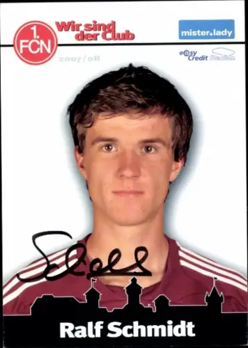Autogrammkarte Fußballer Ralf Schmidt, 1. FC Nürnberg, Autogramm