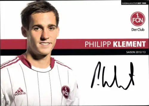 Autogrammkarte Fußballer Philipp Klement, 1. FC Nürnberg, Autogramm