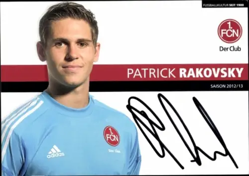 Autogrammkarte Fußballer Patrick Rakovsky, 1. FC Nürnberg, Autogramm