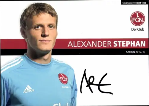 Autogrammkarte Fußballer Alexander Stephan, 1. FC Nürnberg, Autogramm