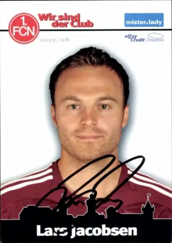 Autogrammkarte Fußballer Lars Jacobsen, 1. FC Nürnberg, Autogramm